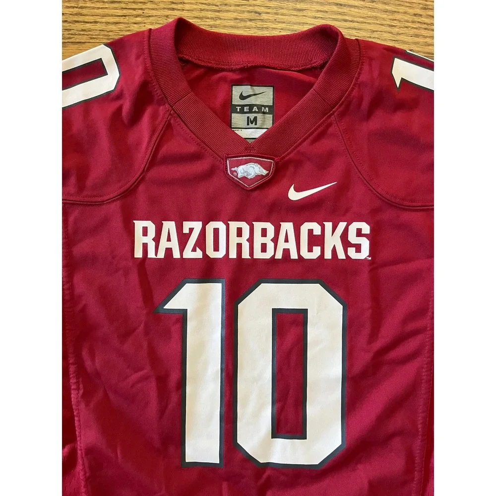 Nike Kids Arkansas Razorbacks Football Jersey Red White Grey Youth Medium 10